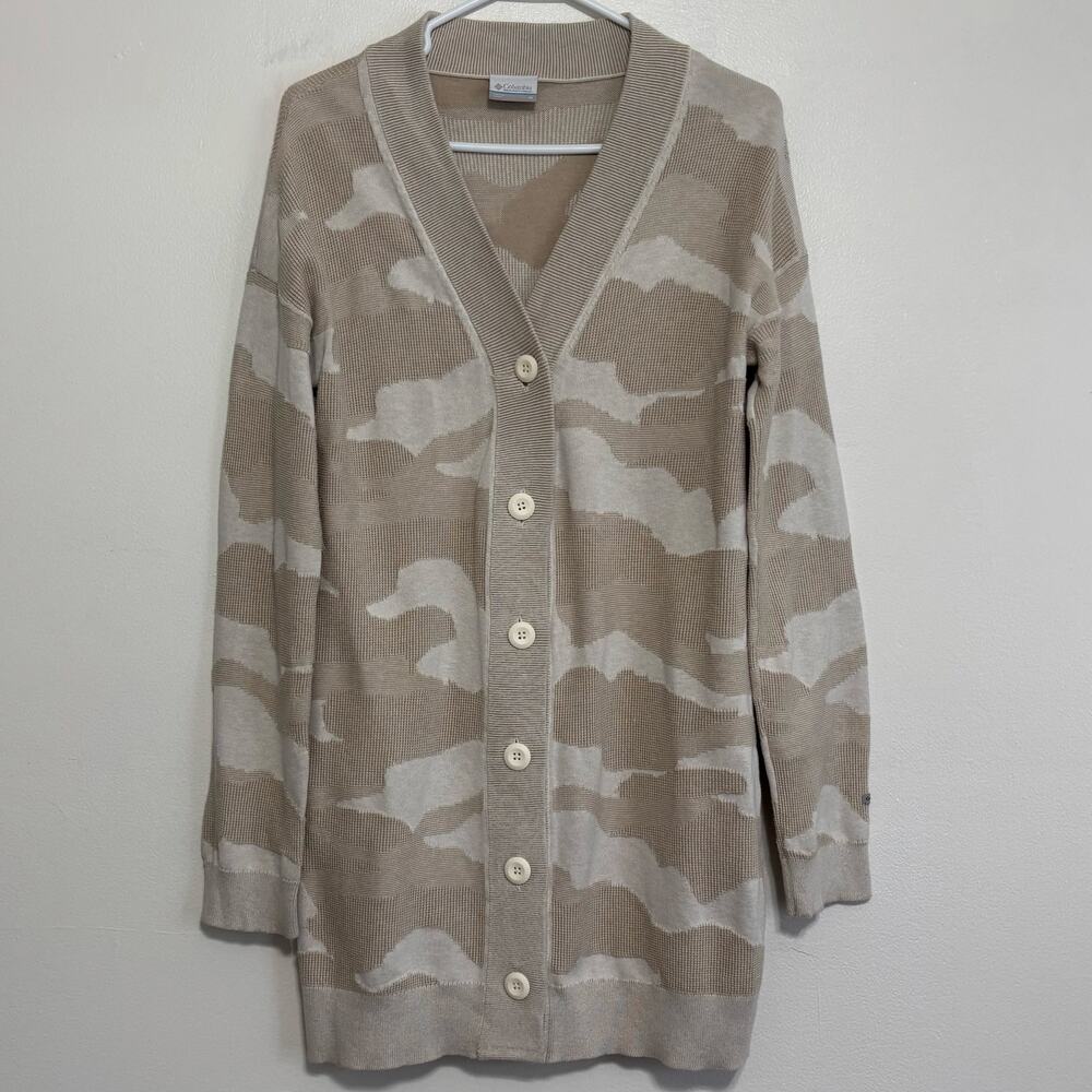 Columbia Desert Camo Oversized Cotton Cardigan Sweater Medium